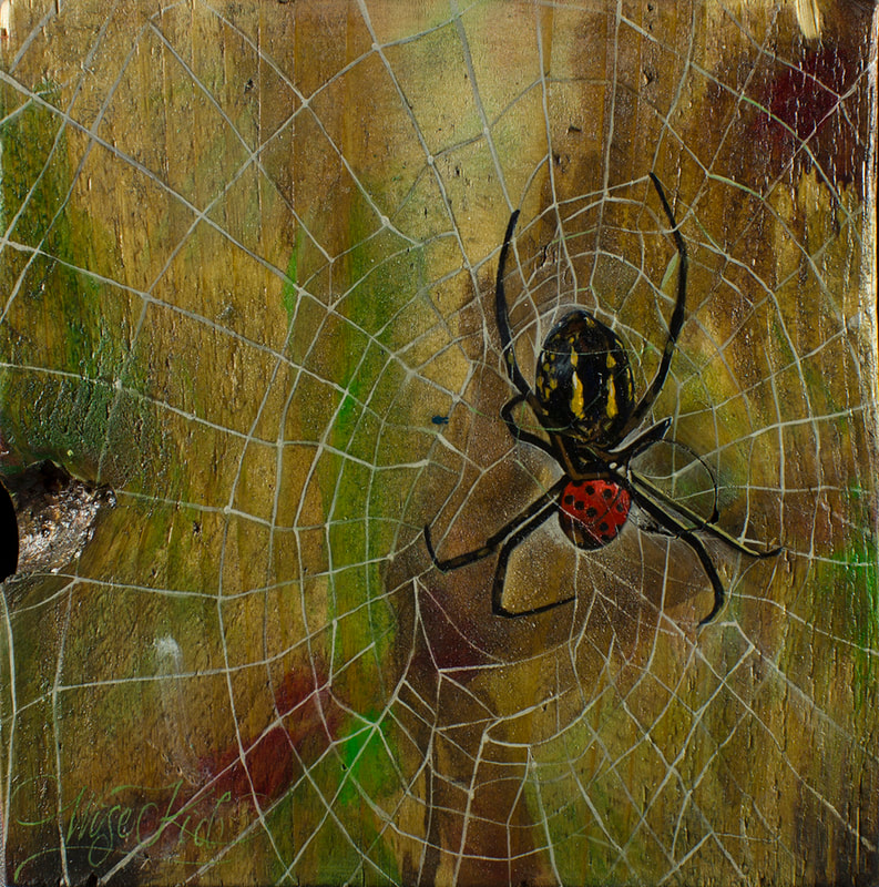 ''The spider dance''
Oil on wooden plate
18/18 cm
2015